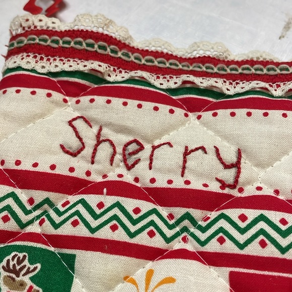 Custom Made "SHERRY" Homemade Quilted Christmas Stocking - Picture 2 of 3